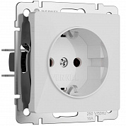 Розетка Werkel с заземлением и шторками белый акрил W1171141 4690389197321