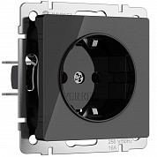 Розетка Werkel с заземлением  черный акрил W1171048 4690389197703