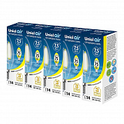 Набор светодиодных ламп филаментная Uniel E14 7,5W 3000K прозрачная LED-C35-7,5W/WW/E14/CL GLA01TR UL-00008081