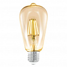 Лампа светодиодная филаментная Eglo E27 4W 2200К янтарь 11521