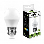Лампа светодиодная Feron E27 5W 4000K Шар Матовая LB-38 25405