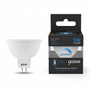 Лампа cветодиодная диммируемая Gauss GU5,3 5W 6500K прозрачная 101505305-D