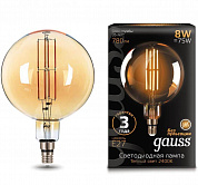 Лампа светодиодная филаментная Gauss E27 8W 2400K золотая 153802008
