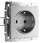 Розетка Werkel с заземлением и шторками серебряный матовый W1171165 4690389195587