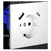 Розетка встраиваемая Voltum S70 с заземлением и защитными шторками, 16А, с USB, A+С, (белый матовый) VLS040502