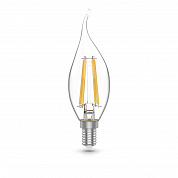 Лампа светодиодная филаментная Gauss E14 4,5W 4100К прозрачная 1041125