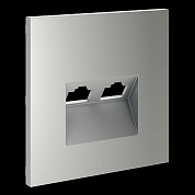 Накладка для розетки компьютерной двойной RJ45+RJ45 кат.6, S70 (сталь) Voltum VLS001405