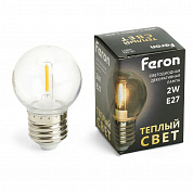 Лампа светодиодная Feron E27 2W 2700K прозрачная LB-383 48931