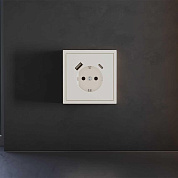 Накладка для розетки с заземлением и защитными шторками, с USB A+C, S70 (хлопок) Voltum VLS001013