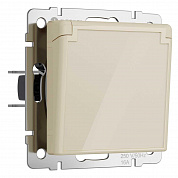 Розетка влагозащищенная с заземлением с защитной крышкой и шторками Werkel айвори акрил W1171243 4690389197109