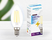 Лампа светодиодная филаментная Ambrella light E14 6W 4200K прозрачная 202115